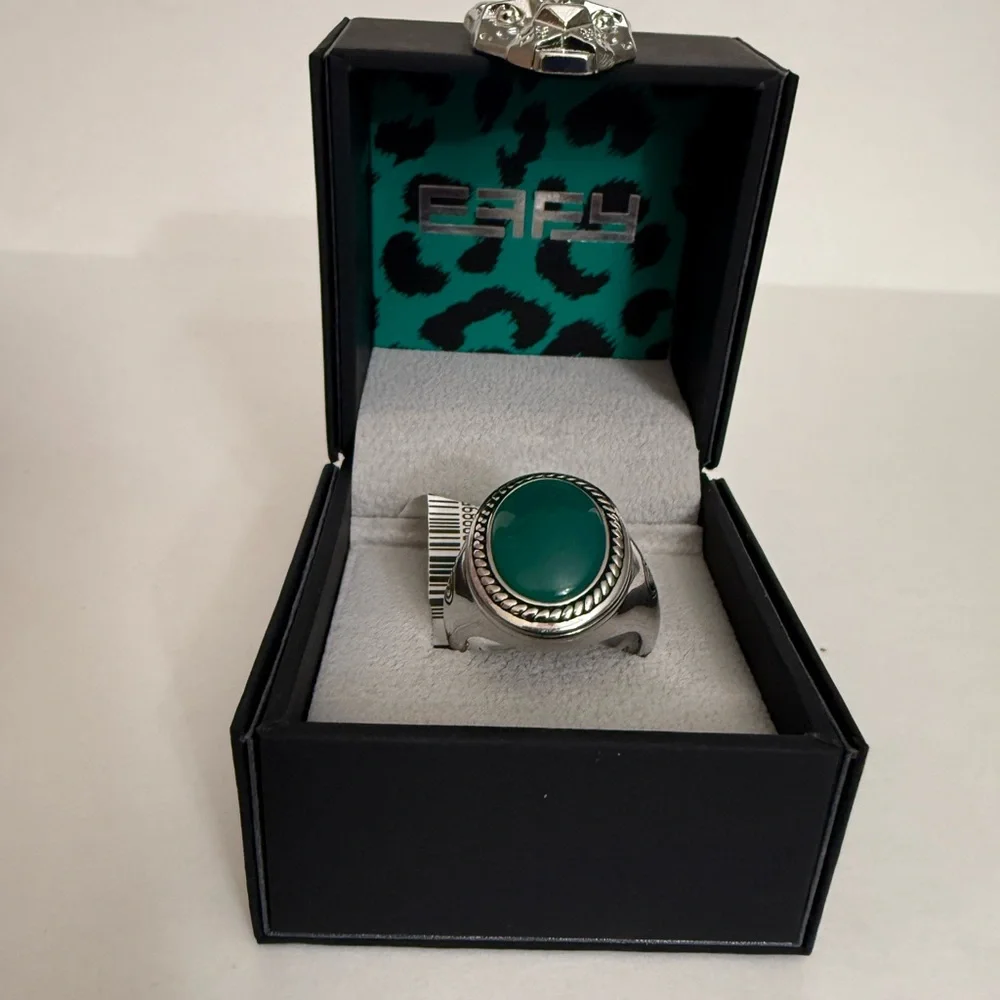 EFFY 925 STERLING SILVER ,GREEN ONYX RING SIZE 10